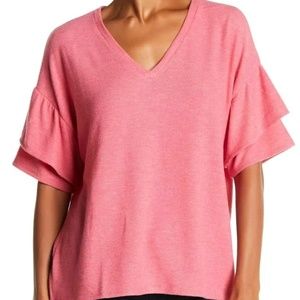 H Bordeaux supersoft Ruffled sleeves knit top